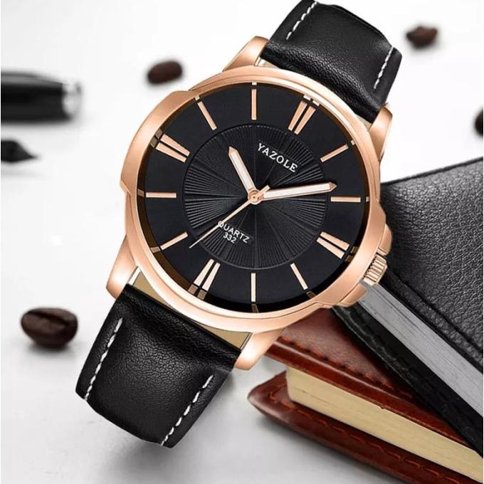 Jam Tangan Pria Anti Air Original Luxury KULIT YAZOLE COD (FREE BOX)