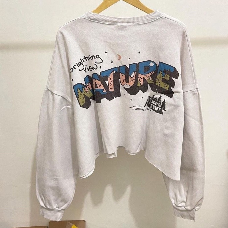 BEFAST - ZGW OOTD Sweater Wanita HANS / Brightning View Crope Nature Sweater Bahan Fleece (LD 120, P 43) / Atasan Lengan Panjang / Sweater Kekinian Remaja Wanita / Sweater Motif / Sweater Crop Terbaru 2022