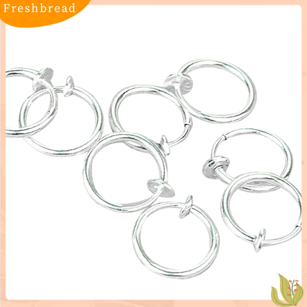 【Fresh】8 Punk Clip On Fake Piercing Nose Lip Hoop Rings Earrings Silver