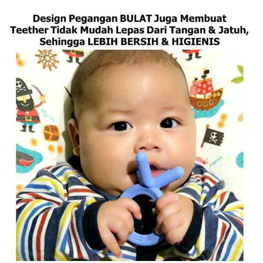 Comotomo Teether Biru – Teether Gigit-gigitan Bayi