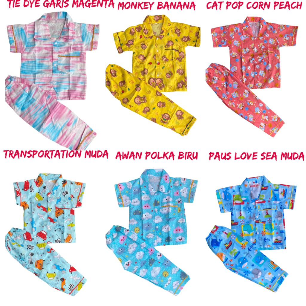 Piyama anak JUNIOR bisa pilih motif usia 6-12 th KODE A