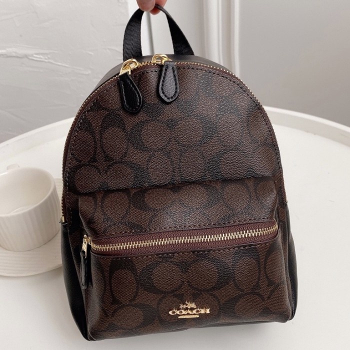 COACH MINI CHARLIE BACKPACK IN SIGNATURE CANVAS BROWN