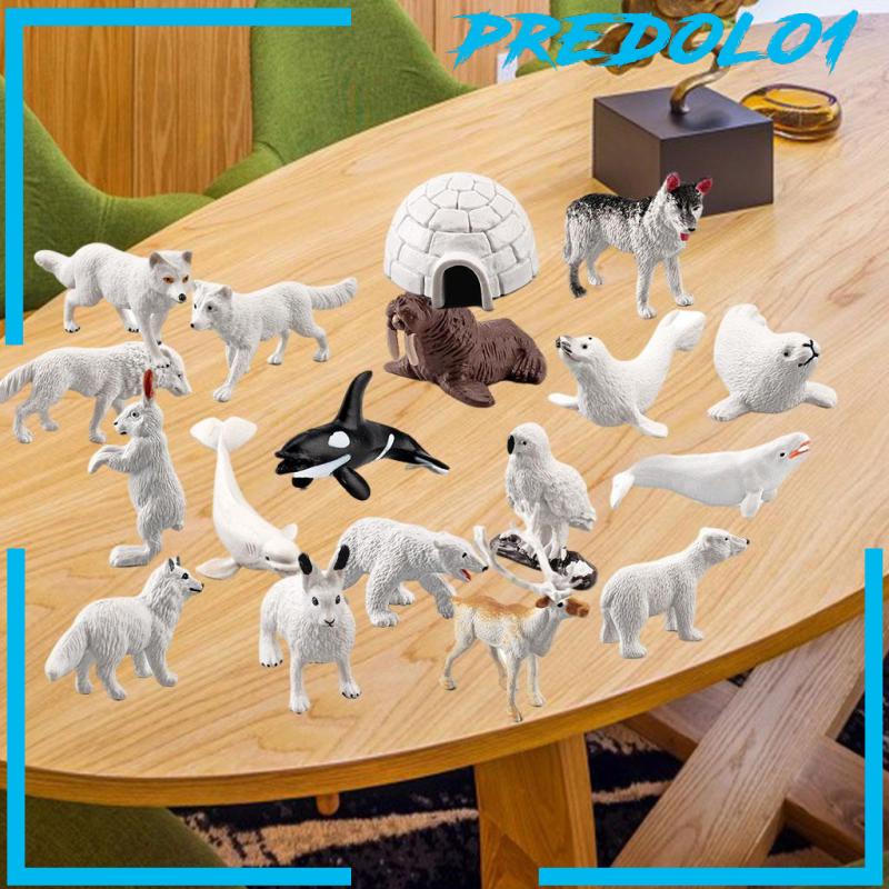 [PREDOLO1] 18x Realistic Mini Arctic Animals Toys Tabletop Decoration for Toddlers