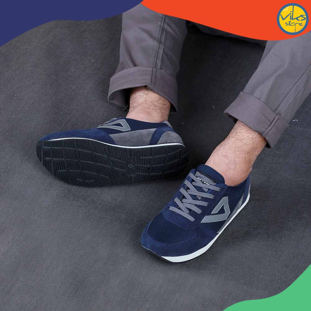 Sepatu Sneakers Tali Casual Pria Cowok Cewek Original Terbaru 2022 Premium Kuzatura Suede Mesh Biru