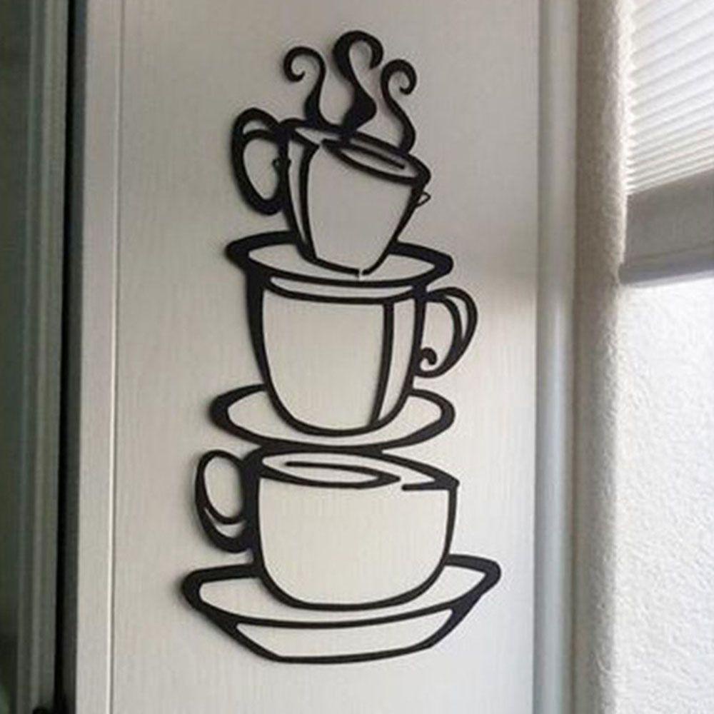 【 ELEGANT 】 Stiker Dinding New Arrival Fashion Panas Cafe Cangkir Teh Rumah Decals Vinyl Art Mural Pub Stiker Kamar Tidur Dinding Seni Wall Paper