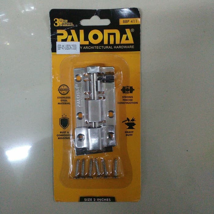 GRENDEL STAINLESS SANTEKAN KUNCI SLOT SELOT JENDELA DAN PINTU PALOMA BBP 411 LISBON 2&quot; INCH  5CM