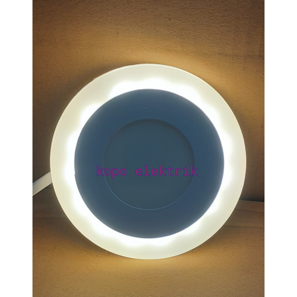 Lampu Downlight LED panel Putih Ring Kuning 3+3 watt