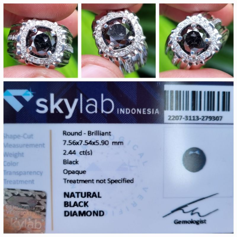 Natural Berlian Hitam Black Diamond Memo 2.44 crt