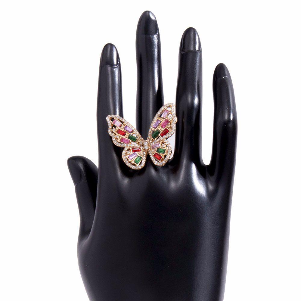 Agustina Cincin Elegan Korea Besar Warna Emas Warna Perak Paduan Berlian Perhiasan Fashion