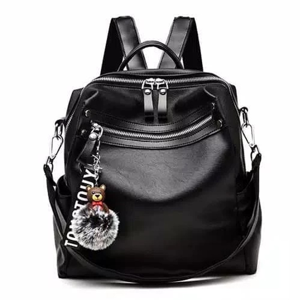 Tas Ransel Wanita Korean Fashion Bahan PU Leather Backpack Multifungsi Fashion Mode New Model