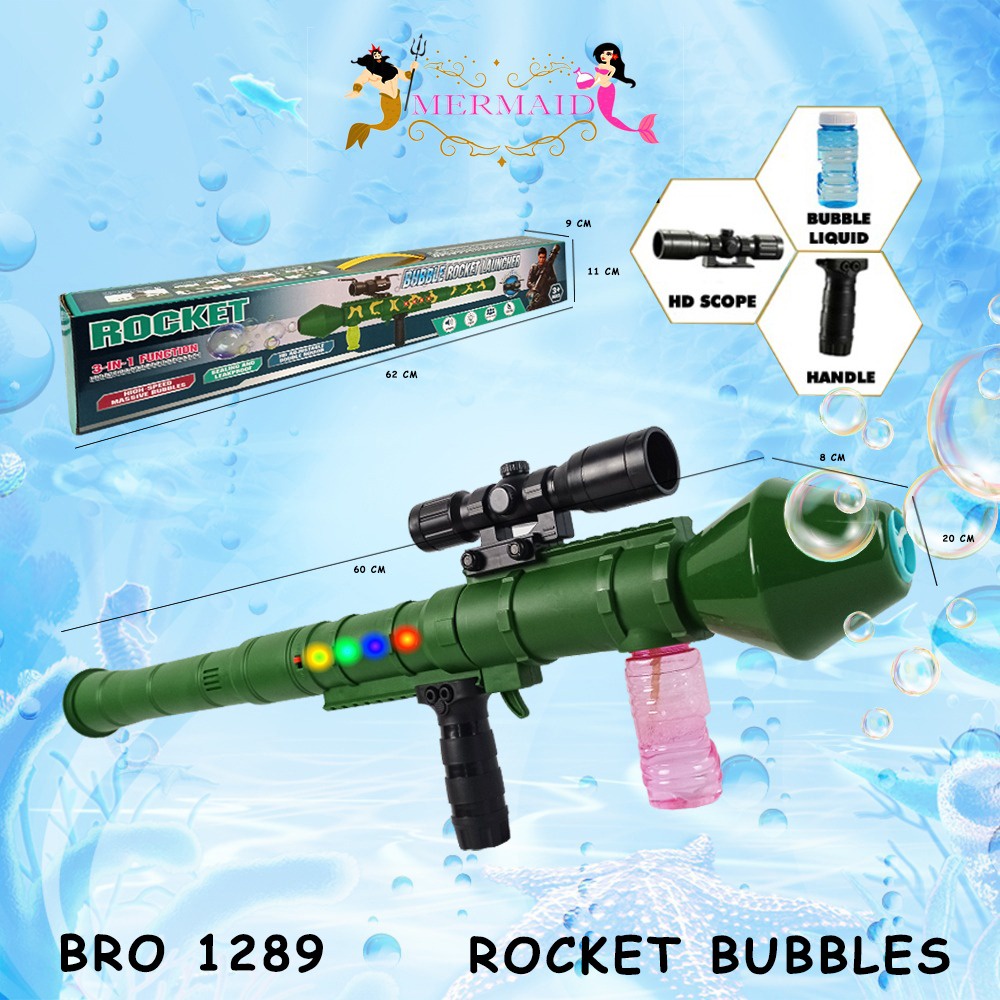 Bubble Gun Pistol Pistolan Gelembung Busa Sabun Balon Mesin Machine Otomatis Tembak Tembakan MERMAID