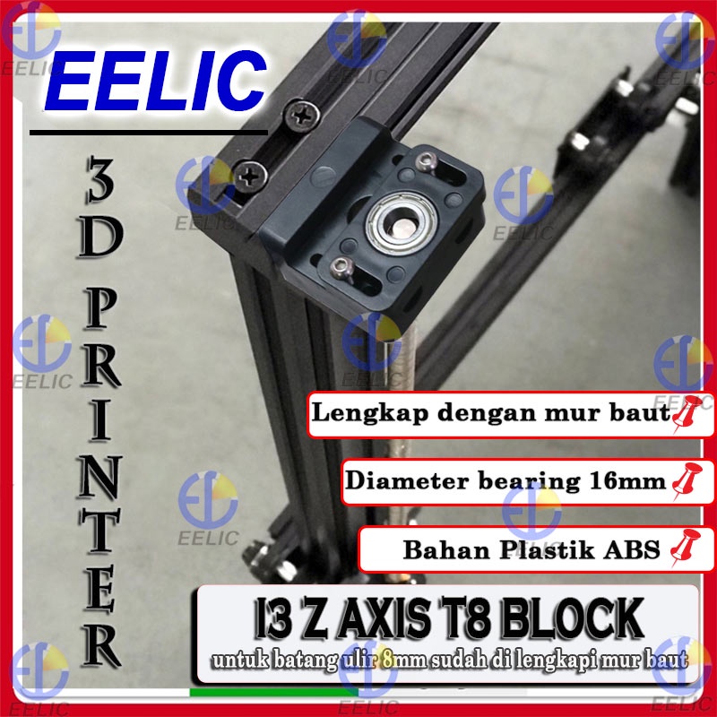 EELIC IZA-PLZT8 I3 z axis t8 block dengan bearing 8 mm dan mur baut 3d printer