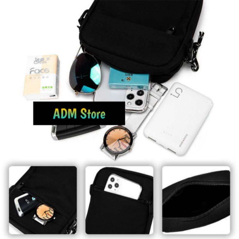 Tas Selempang Pria Polos Hitam