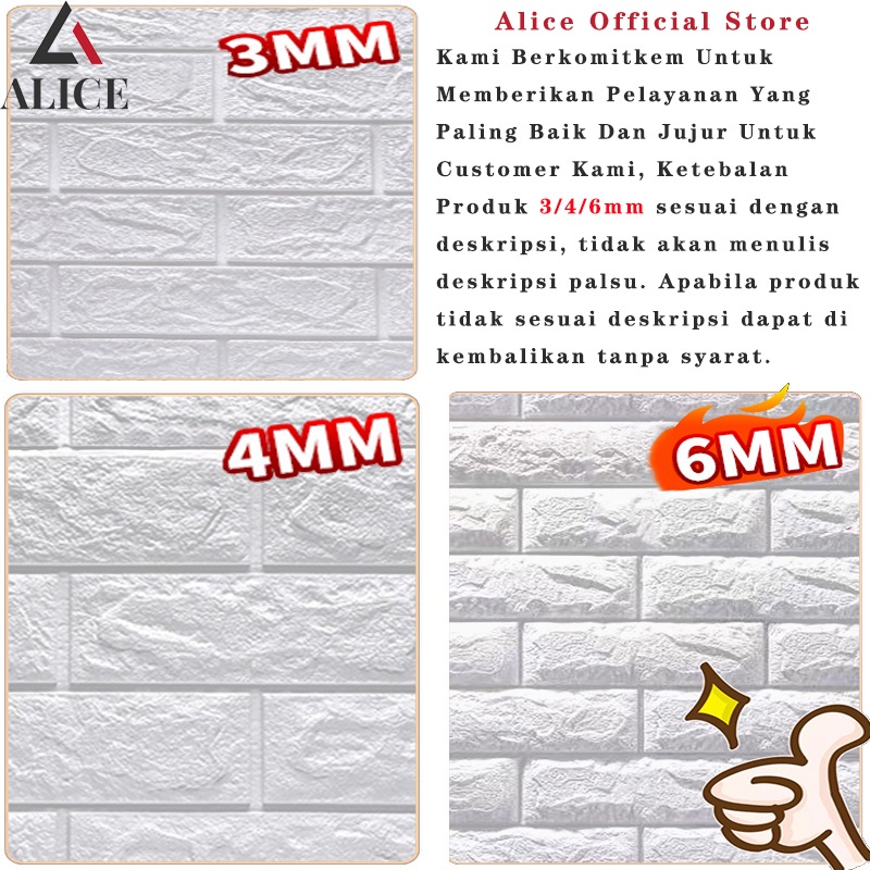 1 Wallpaper Dinding Wallpaper 3D Walpaper Foam Motif Batu Bata Good Quality Pabrik 70x77CM Ketebalan Sebenarnya 6MM-3