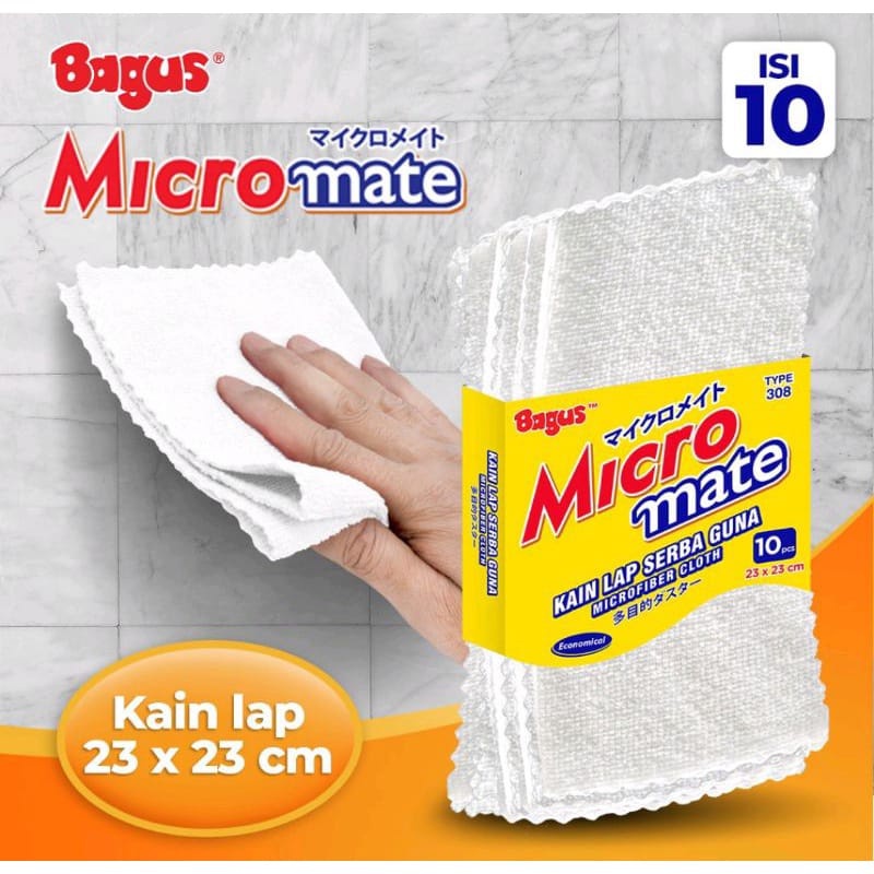 Bagus Micromate Kain Lap Putih Serbaguna Isi 10 (23 X 23 Cm)