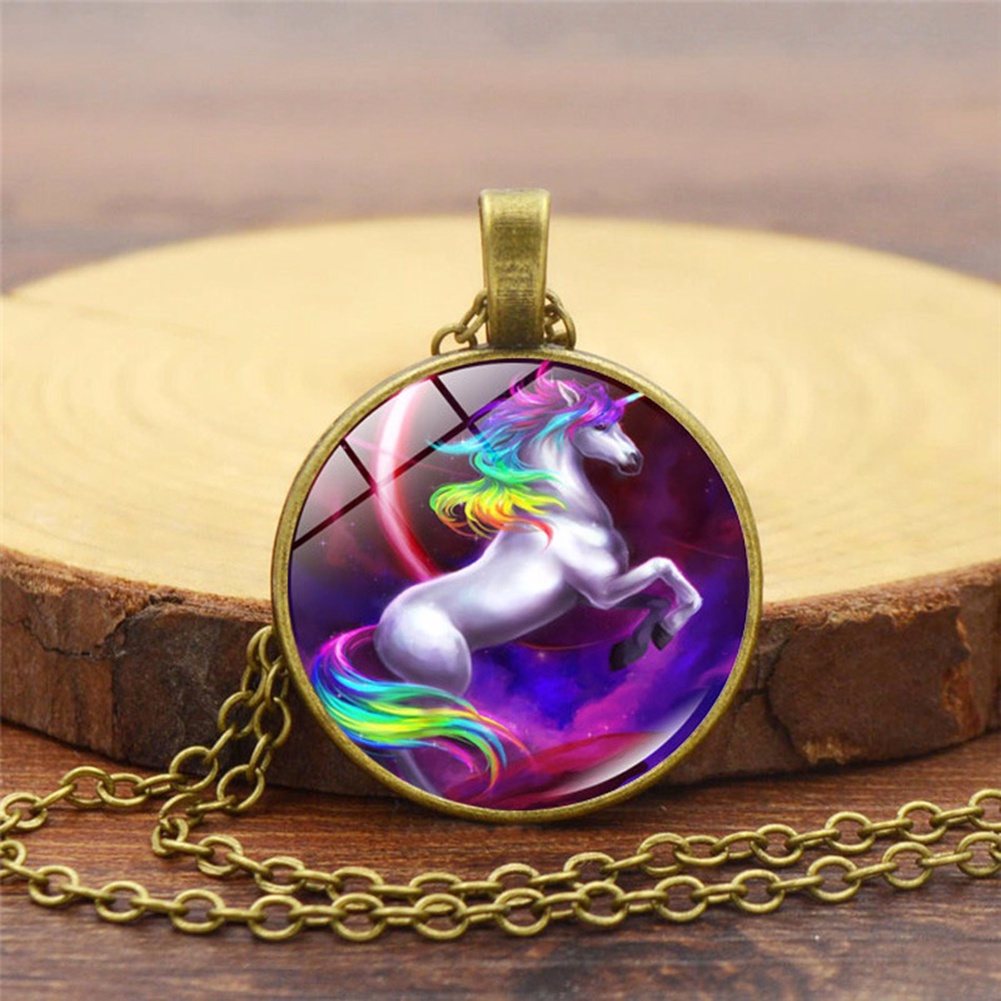 Hu Hu Hu Hu Hu Alat Bantu Pasang Kacamata♡ Kalung Dengan Liontin Unicorn Warna-Warni Untuk Pria Dan Wanita