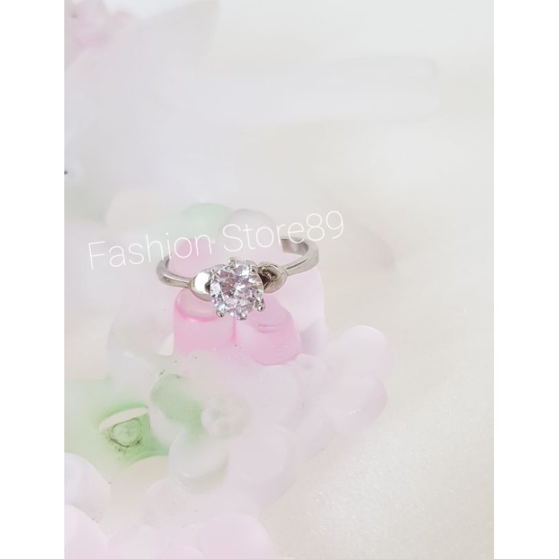 Cincin permata Love titanium silver import antikarat selamanya fashion couple ring bestseller white