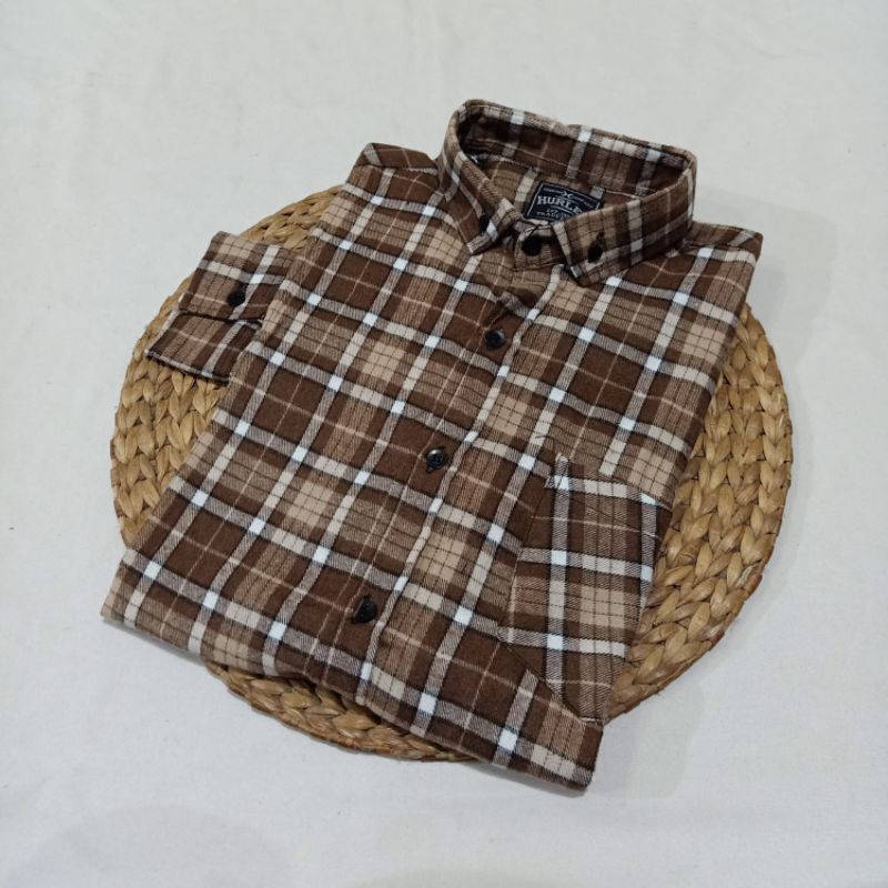 Atasan kemeja cewek cowok kotak kotak lengan panjang