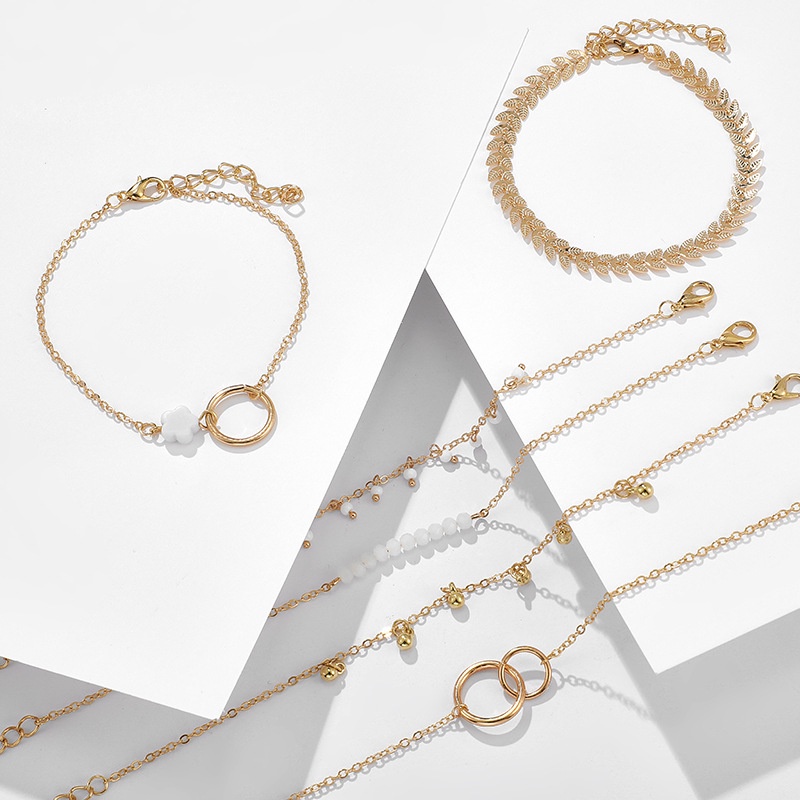 Maurice Jewellery Gelang Wanita Multilayer Model Bohemian Enam Layer Perhiasan Hijab Fashion Wanita Kekinian Selebgram 2022 Korean Style SimpleTemperament Wild Clavicle Chain Bracelet Women-1