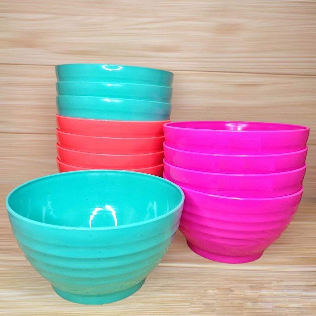 Mangkok Plastik Ramen Jepang Olivia / Mangkuk Sayur Sup Bakso Plastik Motif Ulir
