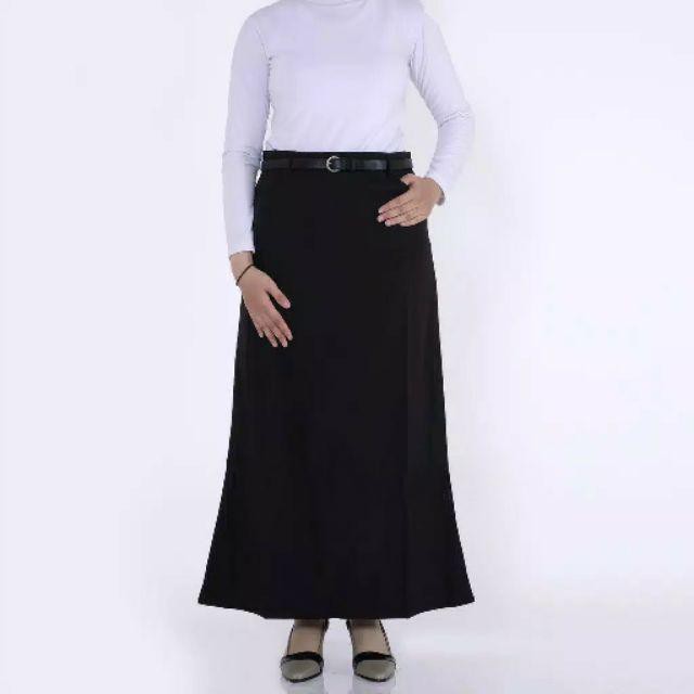 Rok formal wanita  panjang model A clock hitam