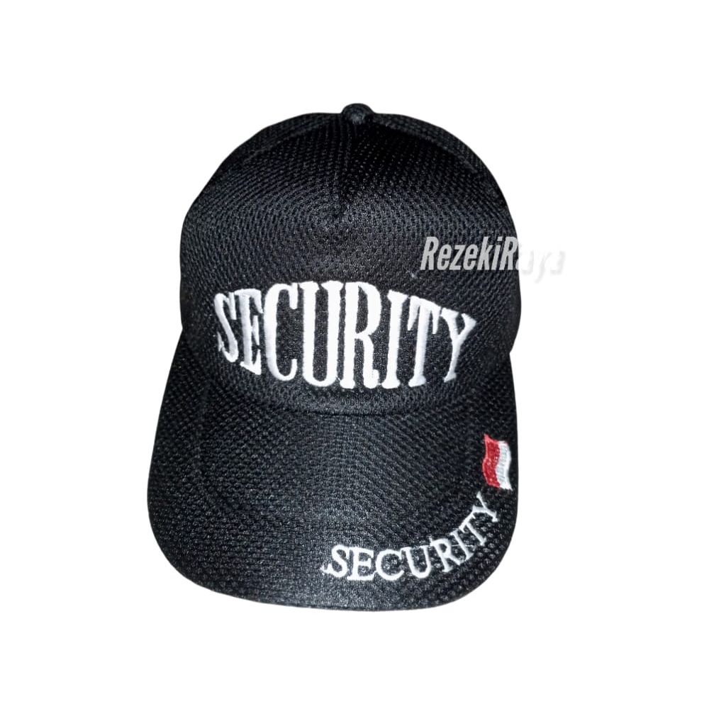 Topi Security Bordir Jaring Topi Hitam Security