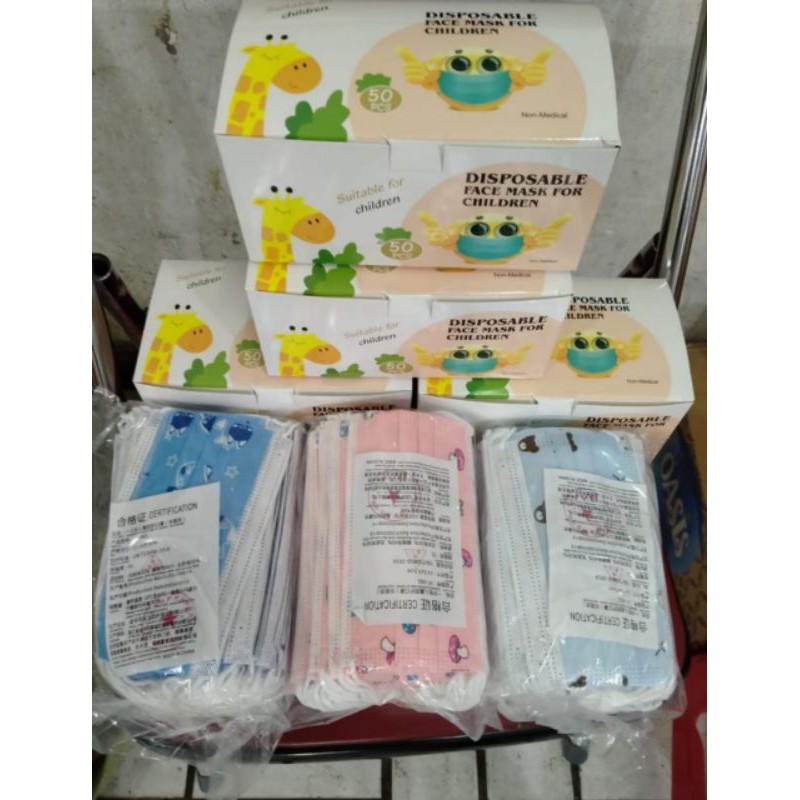 LJ-Masker Anak Earloop 3 Ply Disposable - 1 box isi 50 Pcs