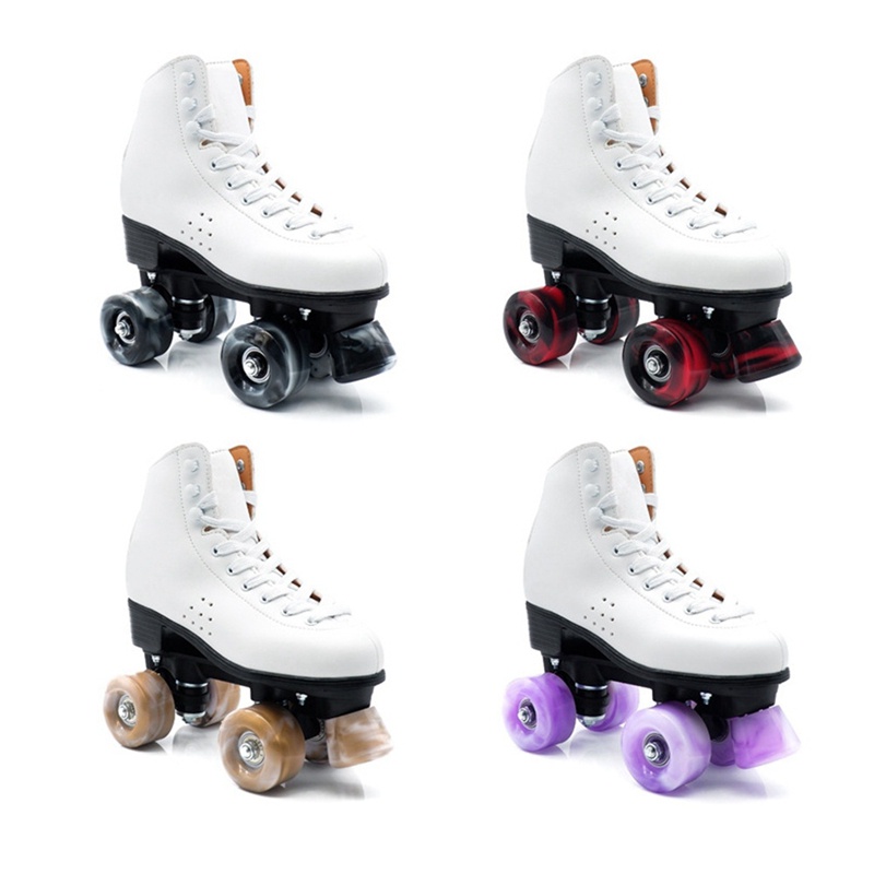 4 Pcs Roller Skate Wheels with Bearings for Double Row Skating and Skateboard 32mm x 58mm 82A,Purple