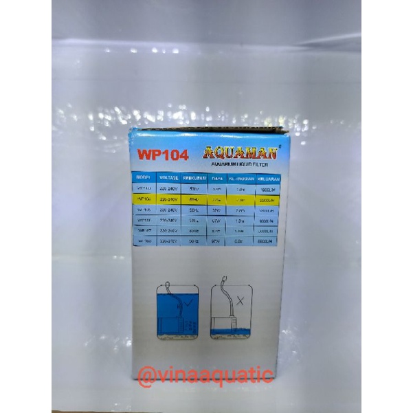 Pompa Air Celup Aquarium Akuarium Kolam Ikan AQUAMAN WP 104 22 Watt 2.3 Meter 2200 Liter