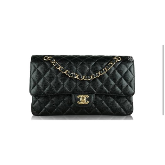 Channel classic medium caviar flap bag black