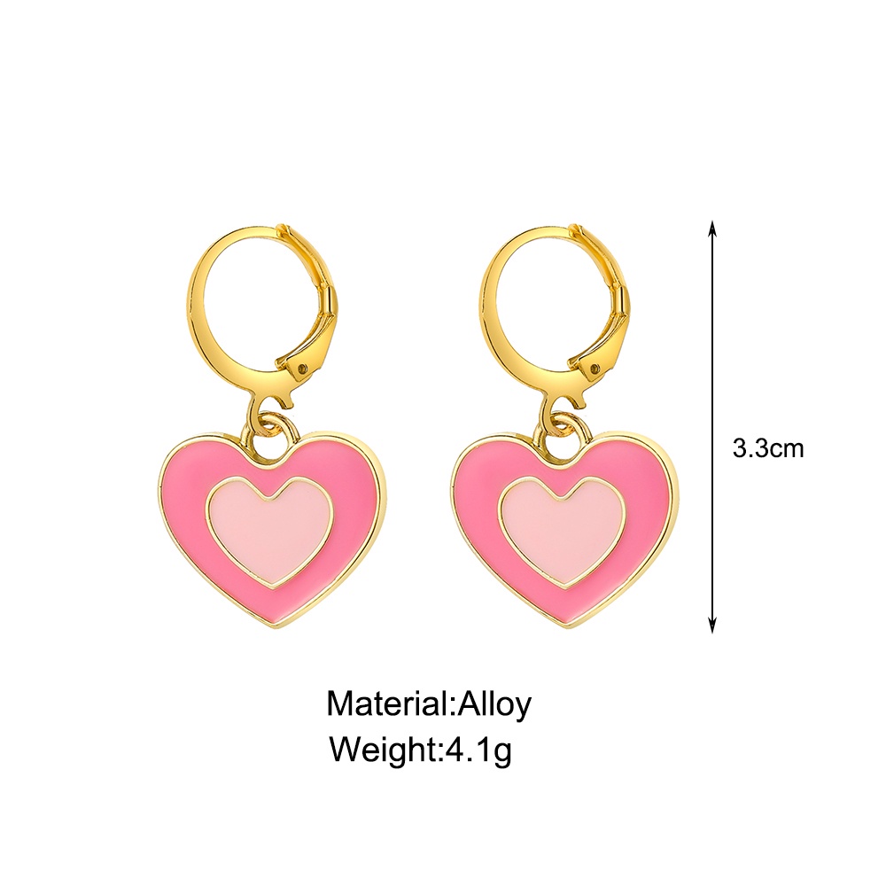 Anting Bentuk Hati Ganda Bahan Alloy Gaya Korea Untuk Wanita