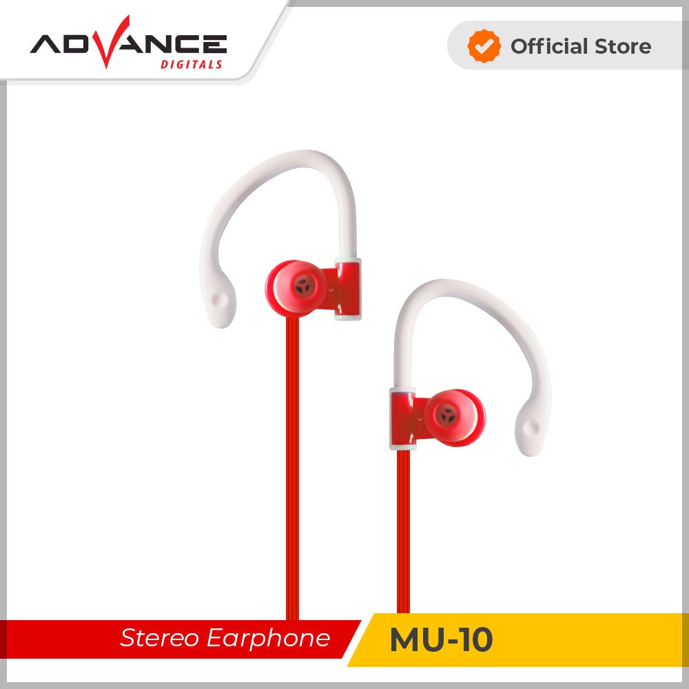 Advance Digitals Earphone Bluetooth 3.5MM Stereo Headset Powerful Sound With Mic MU10 Garansi Resmi 1 tahun