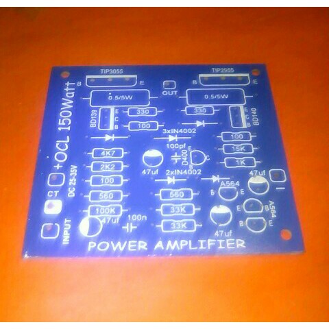 PCB Power amplifier mono OCL 150W TIP3055 TIP2955