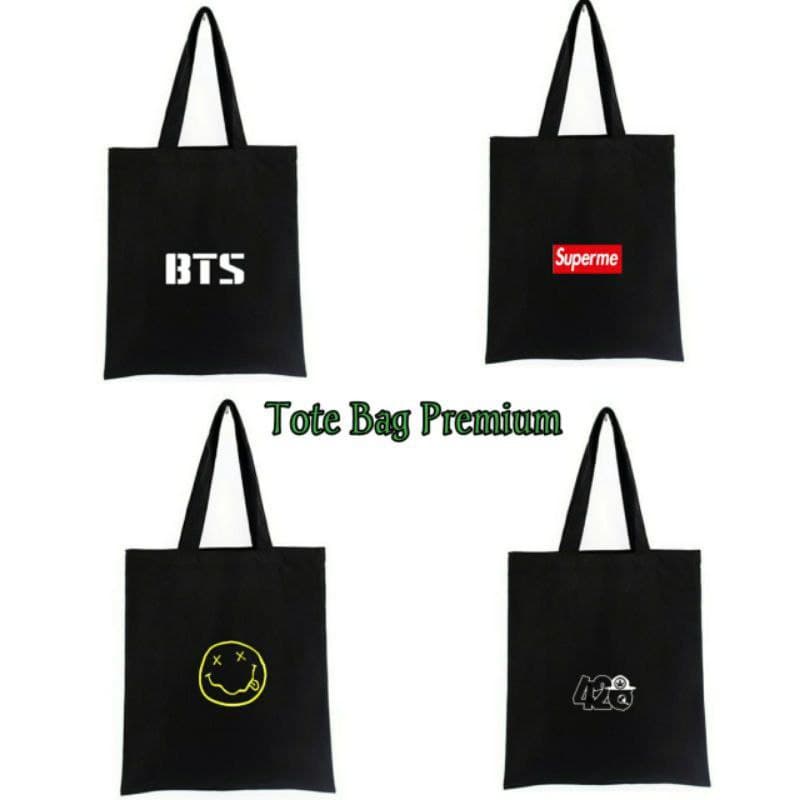 Tote Bag Tote Bag Hitam Tas wanita fashion  Tote Bag perekat  Tote Bag polos  Tote Bag Pria wanita  