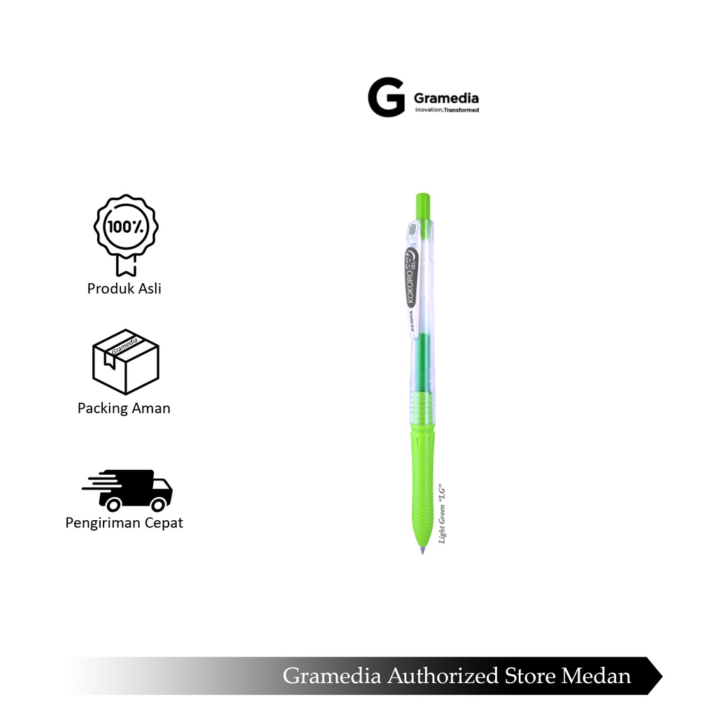 

Gramedia Medan - ZEBRA KOKORO GEL PEN 05MM LIGHT GREEN