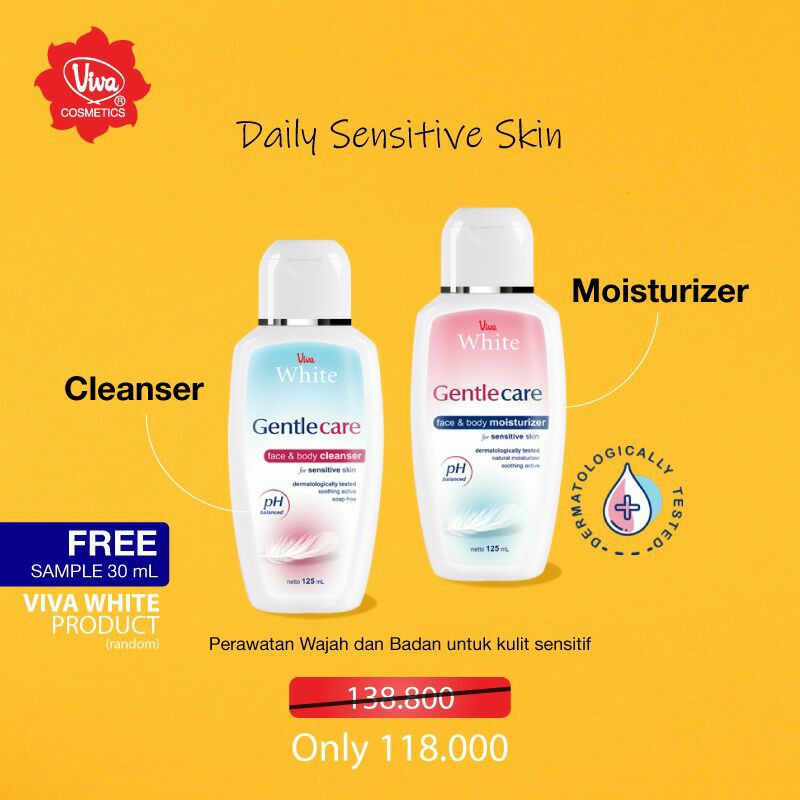 Face Body Cleanser Wash Moisturizer Gentle Skin Kulit Sensitif Sensitive Viva 125 ml