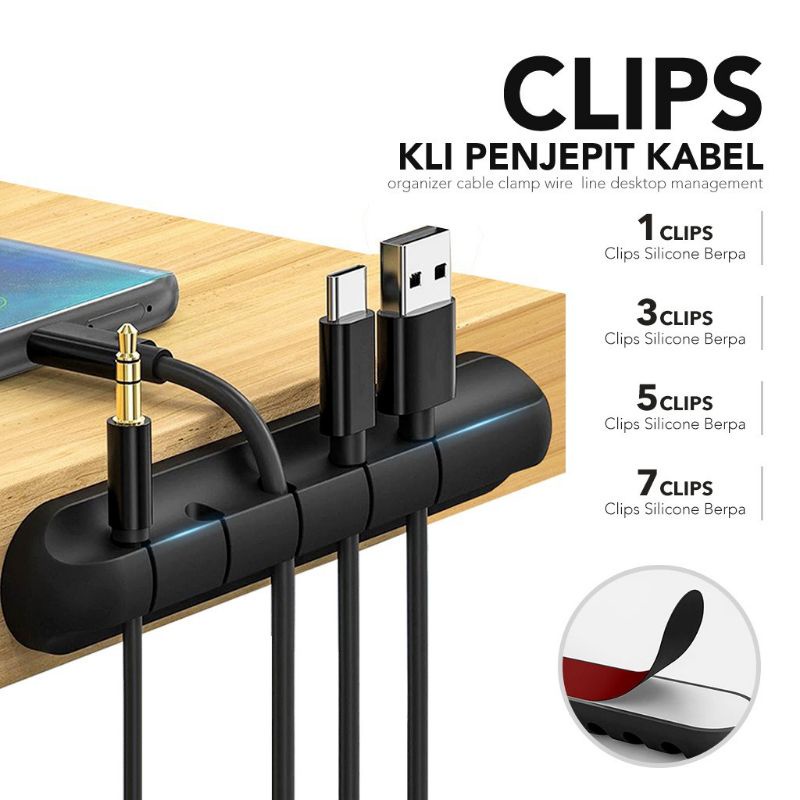 Clips Kabel Holder Cable Silicone Organizer Kabel Management Klip Clip Penjepit System  Silicone