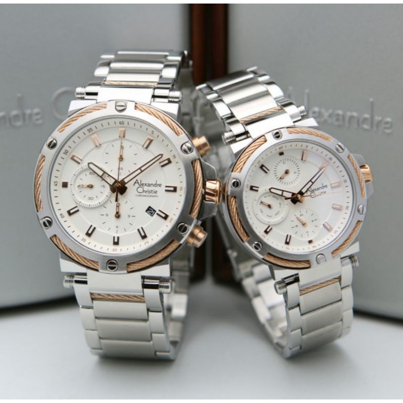 ALEXANDRE CHRISTIE COUPLE 6561 SILVER ROSEGOLD.ORIGINAL BERGARANSI RESMI