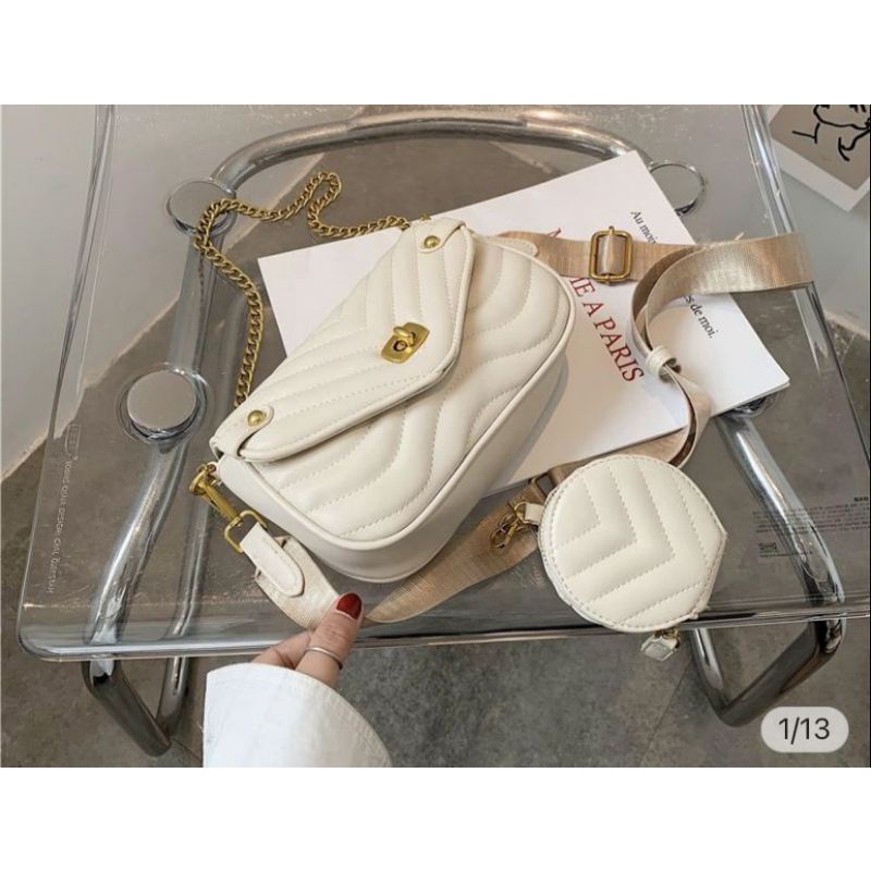 REALPICK BEIGGE RESTOK tas selempang wanita import murah L1857 BQ3066 GT1945