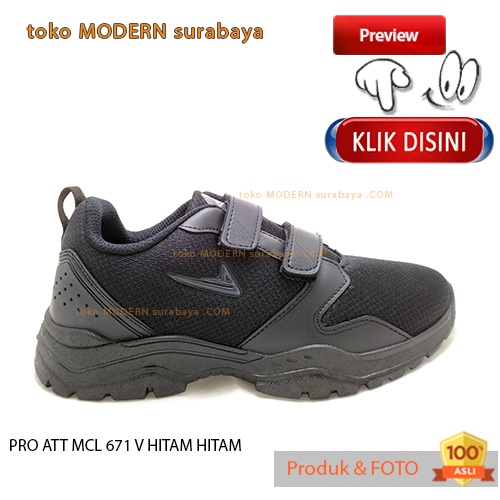 Sepatu anak sekolah casual sneakers PRO ATT MCL 671 V HITAM / HITAM