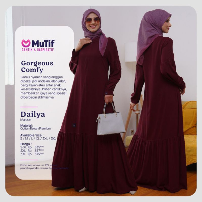 GAMIS MUTIF DAILYA MAROON MARUN