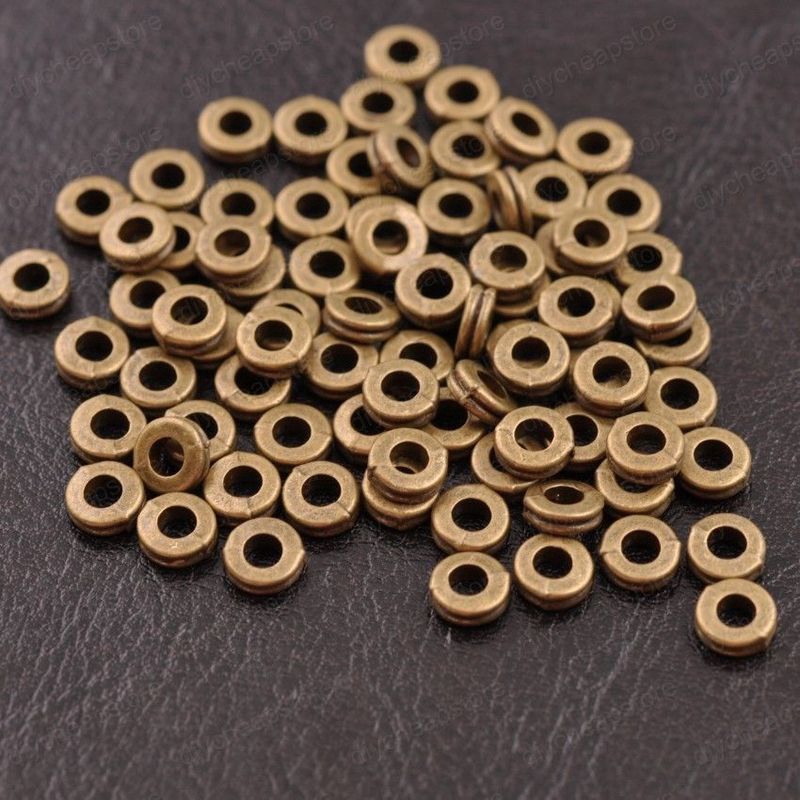 100pcs Manik-Manik Spacer Bulat Bahan Metal Warna Silver Ukuran 6mm Untuk Membuat Perhiasan