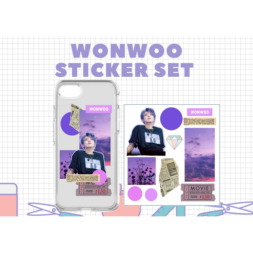 DIY Sticker set seventeen kpop idol vintage retro aesthetic lucu hp case korea wonwoo woozi hosh