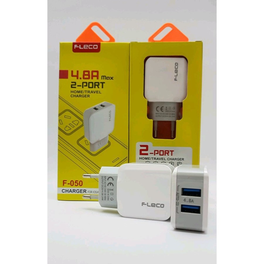 Adaptor Charger FLECO F-050 2 Port USB Output 4.8A Plus Kabel