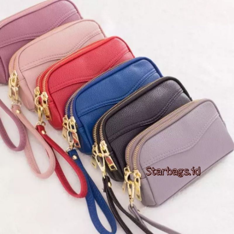 Dompet wanita PAPIRUT Anti Air 3 Ruang Resleting Tempat Hp dan Uang Hanging wallet Handbag paspor ID card kosmetik makeup