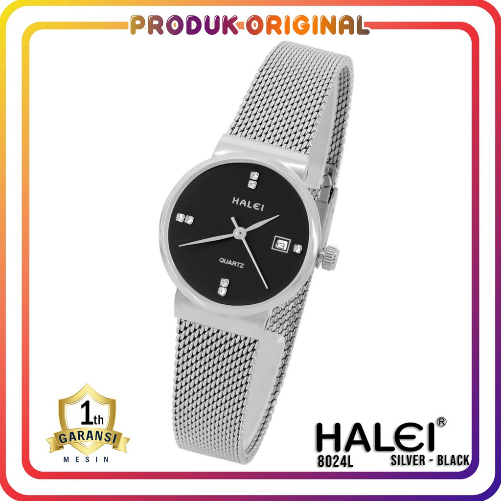 COD JAM TANGAN WANITA HALEI ORIGINAL 8024L TANGGAL AKTIF WATER RESISTANT STAINLES STEEL