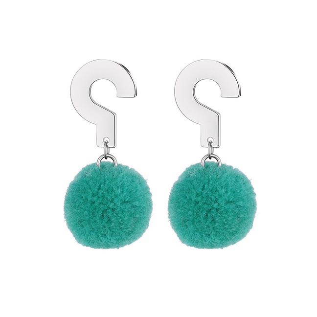 LRC Anting Gantung Fashion  Fuzzy Ball Decorated Earrings