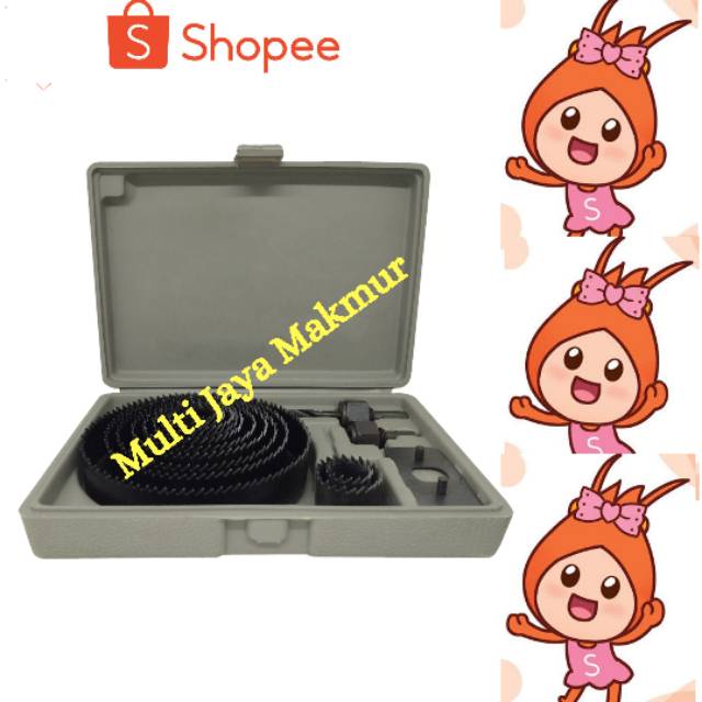 HOLE SAW SET 13 PCS TOOL KIT - MATA BOR KAYU PELUBANG PIPA HIDROPONIK