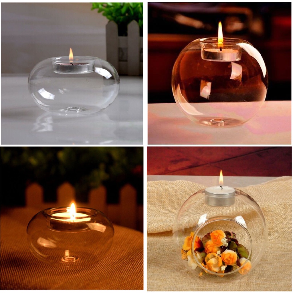 Gelas Lilin Glass Candle Holder Romantic Dinner 10cm - F001 - Transparent