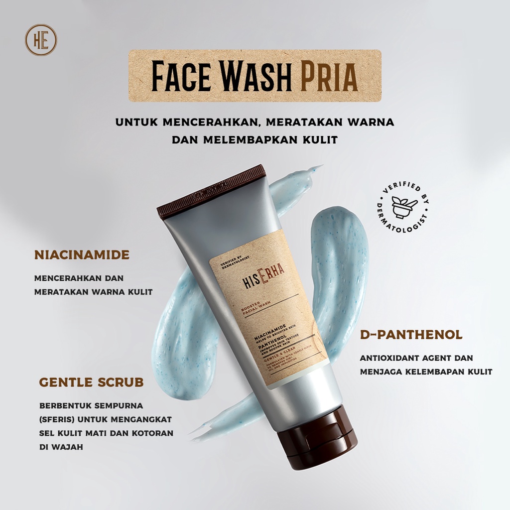 HIS ERHA Sabun Wajah Pria - Booster Facial Wash Pencerah dgn Niacinamide &amp; Panthenol